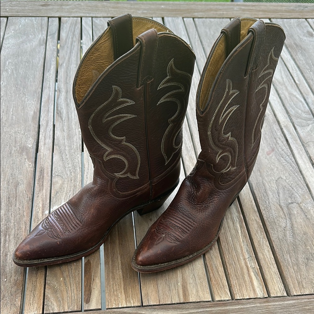 Justin Boots Dark Brown Heeled Cowboy Boots
